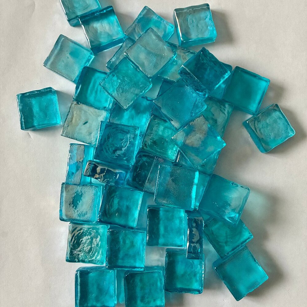 Mediterranean Sea Blue Glass SQUARES for Mosaics, Crafts, or Home Decor